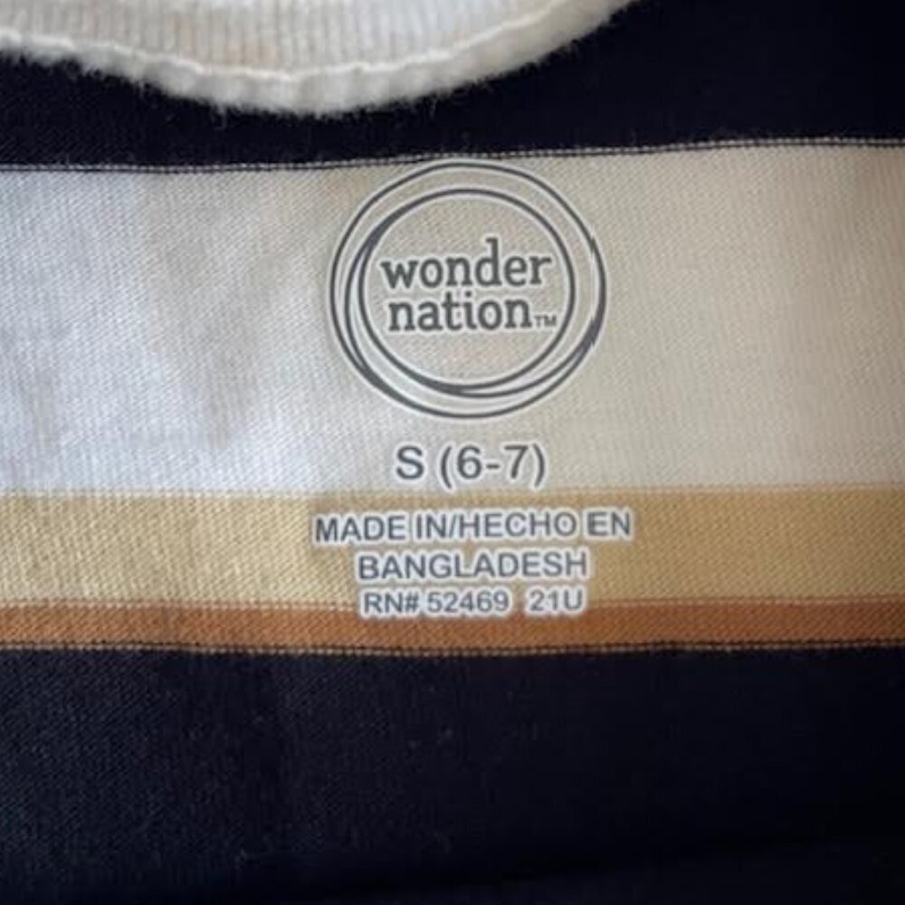 Boys Wonder Nation Size 6-7 Brown/Black/White Striped Short Sleeve Shirt - Picture 8 of 8